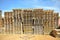 piles of european pallets made in wood ready to be used transporting products or goods on them from a place to other by truck,