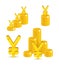 Piles gold Chinese yuan or Japanese yen isolated cartoon set