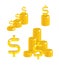 Piles gold dollars isolated cartoon set