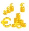 Piles gold euro isolated cartoon set