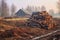 piles of logs stacked in deforested area