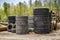 Piles of machinery tires
