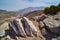 Piles of rocks on desert mountaintop