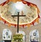 Piles of small wax candles,inside The Cross Of Magellan Pavillion,surrounding the cruxifix planted in Cebu by explorers,in 16th