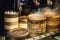 Piles of stacking bamboo steamers are steaming for dim sum. Street food of Jiantan in Taipei, Taiwan