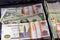 Piles and Stacks of Egypt money thousands of Pounds currency banknotes bills of 200 EGP LE, Egyptian money exchange rate and USA