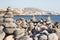 Piles of stones balanced on a beach in Costa Adeje, Tenerife