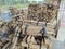 piles of tied-up and chopped mangrove woods ready for burning