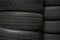 Piles of used automobile tyres