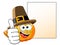 Pilgrim Cartoon pumpkin thumb up blank banner