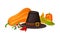 Pilgrim Hat and Agricultural Crops as Thanksgiving Autumnal Holiday Vector Composition