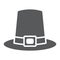 Pilgrim hat glyph icon, thanksgiving and traditional, hat sign, vector graphics, a solid pattern on a white background.