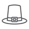 Pilgrim hat line icon, thanksgiving and traditional, hat sign, vector graphics, a linear pattern on a white background.