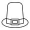 Pilgrim hat thin line icon. Hat vector illustration isolated on white. Colonist hat outline style design, designed for