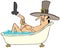 Pilgrim man taking a bubble bath