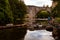 Pilgrim`s way to Santiago, Zubiri, medieval bridge called Puente de la Rabia, Navarra