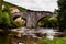 Pilgrim`s way to Santiago, Zubiri, medieval bridge called Puente de la Rabia, Navarra