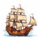 Pilgrim ship. Mayflower. Thanks giving day. Illustration. AI Generated