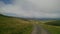 Pilgrim walking in the Pyrenees mountains on the way of St James.