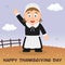 Pilgrim Woman Happy Thanksgiving Card