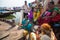 Pilgrims on the banks of the Holy Ganga river. Varanasi is one of the most important pilgrimage sites in India