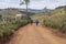 Pilgrims by bike on the route of pilgrimage along the Faith\\\'s Way. Borda da Mata, State of Minas Gerais, Brazil.