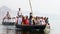 Pilgrims Crossing river Ganga by boats