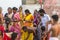 Pilgrims Hindu people bathing in the Arabian Sea before entering the temple