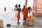 Pilgrims Hindu people bathing in the Arabian Sea before entering the temple