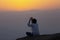 Pilgrims praying in the hira cave in Mecca