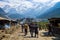 Pilgrims on the road to Kedarnath in the Indian Himalayas.