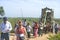 Pilgrims on their way to El Rocio with holy shrine