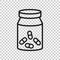 Pill bottle icon in flat style. Drugs vector illustration on white isolated background. Pharmacy business concept