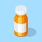 Pill bottle. Medical capsules container.