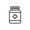 Pill bottle. Vector black icon.