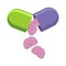 Pill with brains. Tablet for mind. Medical drug to increase IQ.