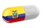 Pill capsule with Ecuadorian flag. Healthcare in Ecuador concept. 3D rendering