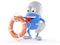 Pill character holding life buoy
