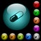 Pill icons in color illuminated glass buttons