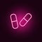 Pill  neon icon. Elements of Blood donation set. Simple icon for websites, web design, mobile app, info graphics