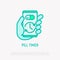 Pill timer, health mobile app thin line icon