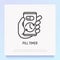 Pill timer, health mobile app thin line icon. Modern vector illustration