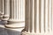 Pillar column white marble. Justice building, court entrance colonnade, close up view