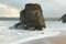 Pillar of rock pummeled by storm waves from the Atlantic