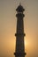 Pillar of Taj Mahal Silhoutte View, with sunset behind