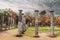 Pillars along pathway where atheletes used to run in acient Greece  in Olympia the site of the original Olympic games in winter