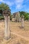 Pillars and ancient reamains of Phnom Bakheng temple, Angkor, Siem Reap, Cambodia, Asia