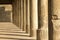 Pillars casting shadows in the evening in ancient city pompeii w