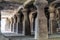 Pillars at the Elephanta Caves ruins in Mumbai Bombay India at Gharapuri island