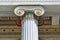 Pillars and frescoes on the frieze of the National and Kapodistrian University of Athens.